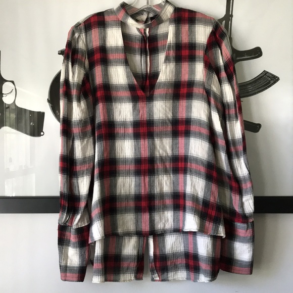 Zara checked choker blouse XS - Picture 2 of 16